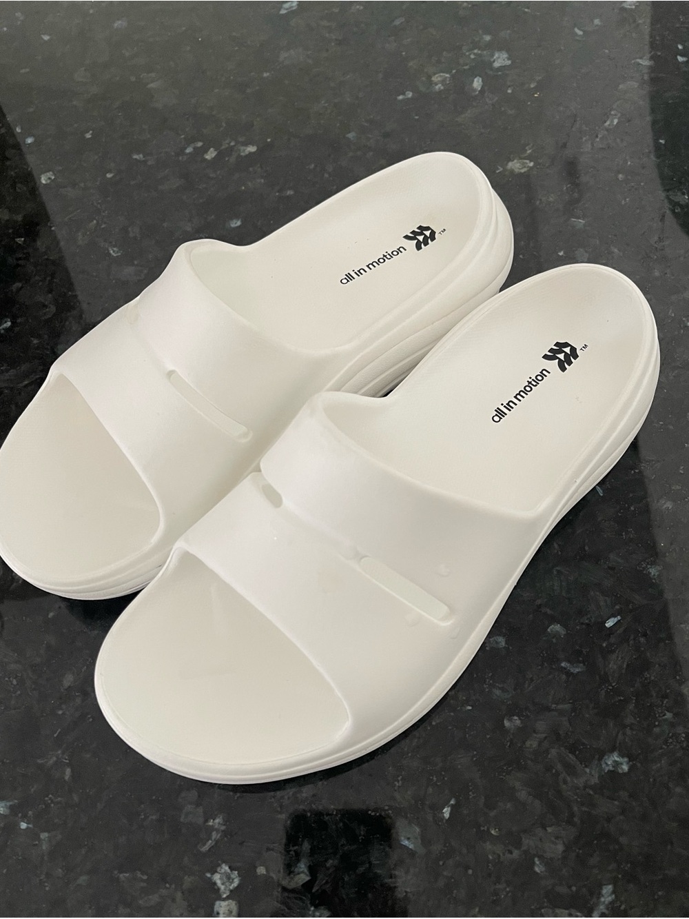 all in motion White Slide Sandals with Logo